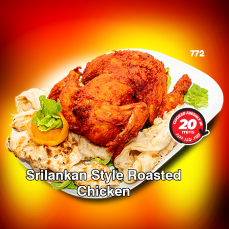 1200g Srilankan Style Roasted Full Chicken with 4 Parata & Gravy